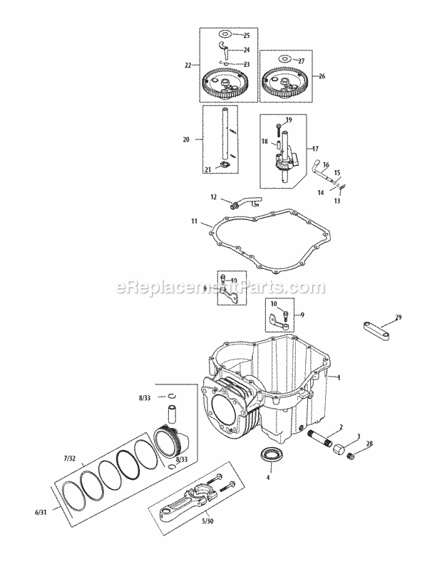 Kohler Sv590-3220 Crankcase Diagram and Parts List for LTX1040 (13AX90AS056, 13WX90AS009, 13WX90AS010, 13WX90) (2014) Cub Cadet Lawn Tractor